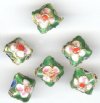 6 11mm Green Cloisonné Flat Diamonds